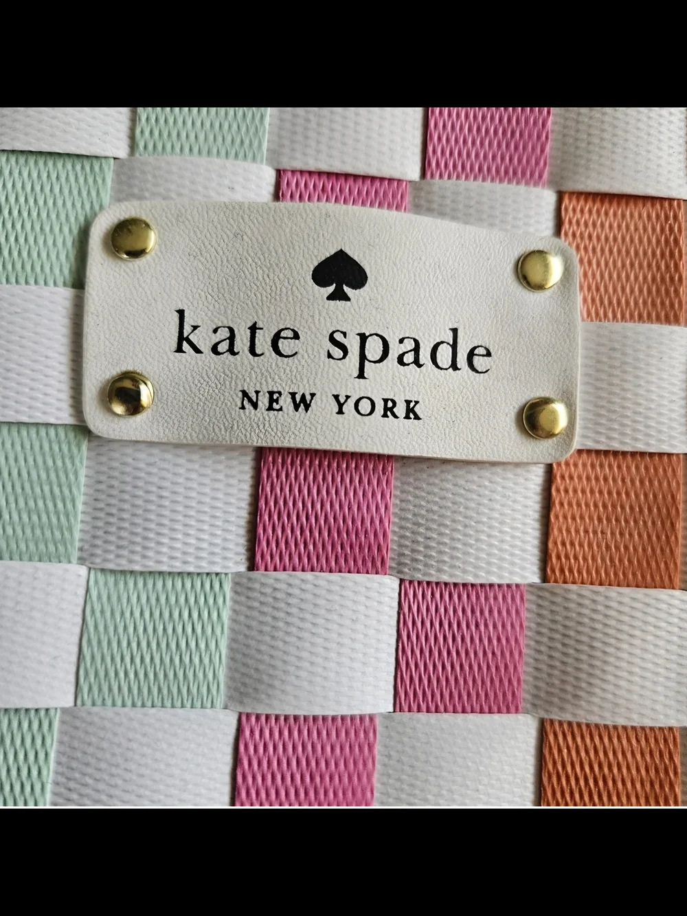 Kate Spade Multicolored Checker Woven Tote
